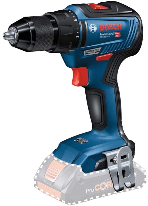 Bosch Akku-Bohrschrauber GSR 18V-55 2x5,0 AH + GAL18V-40 Ladegerät, L-Boxx