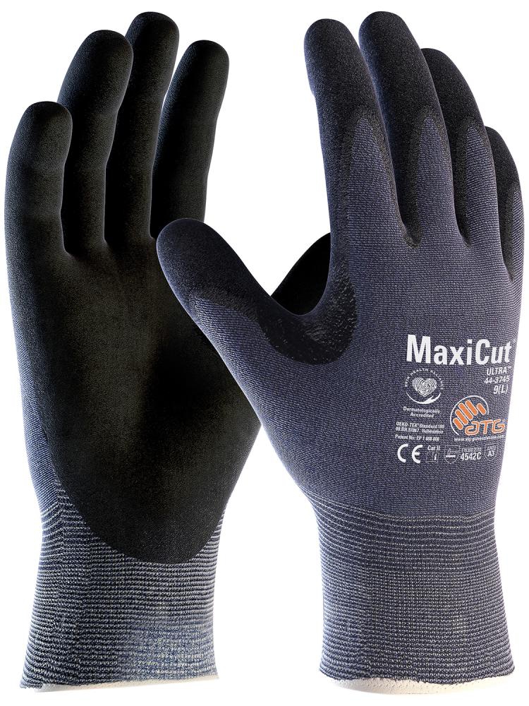 ATG Schnittschutz-Handsch. MaxiCut Ultra Gr. 9 Nitril blau/schwarz 44-3745