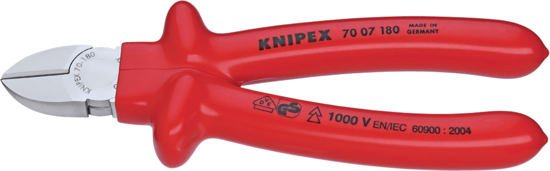 KNIPEX 70 07 180 Seitenschneider tauchisoliert, VDE verchromt 180 mm