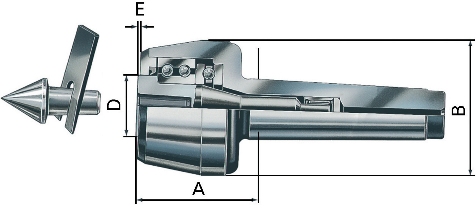 RÖHM Körnerspitze mitlaufend 614 - 00 Gr. 110 MK 5