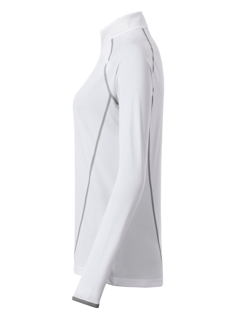 JN Ladies' Sports Shirt Longsleeve JN497 white/silver, Größe XS