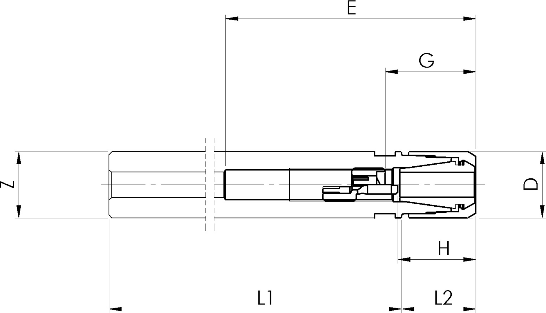 Spannzangenf.-Verl. Zyl. CP16M D16mm L150  Fahrion