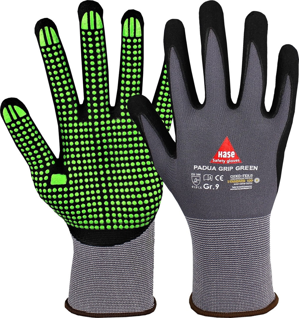 HASE Handschuhe Padua Grip Green schwarz/grün Gr. 6