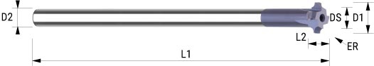 WEMAG VHM-VK-Fräser TiAlN Uni 25,0/R8,0 D2=25HA L1=100 L2=8,0 Z=4