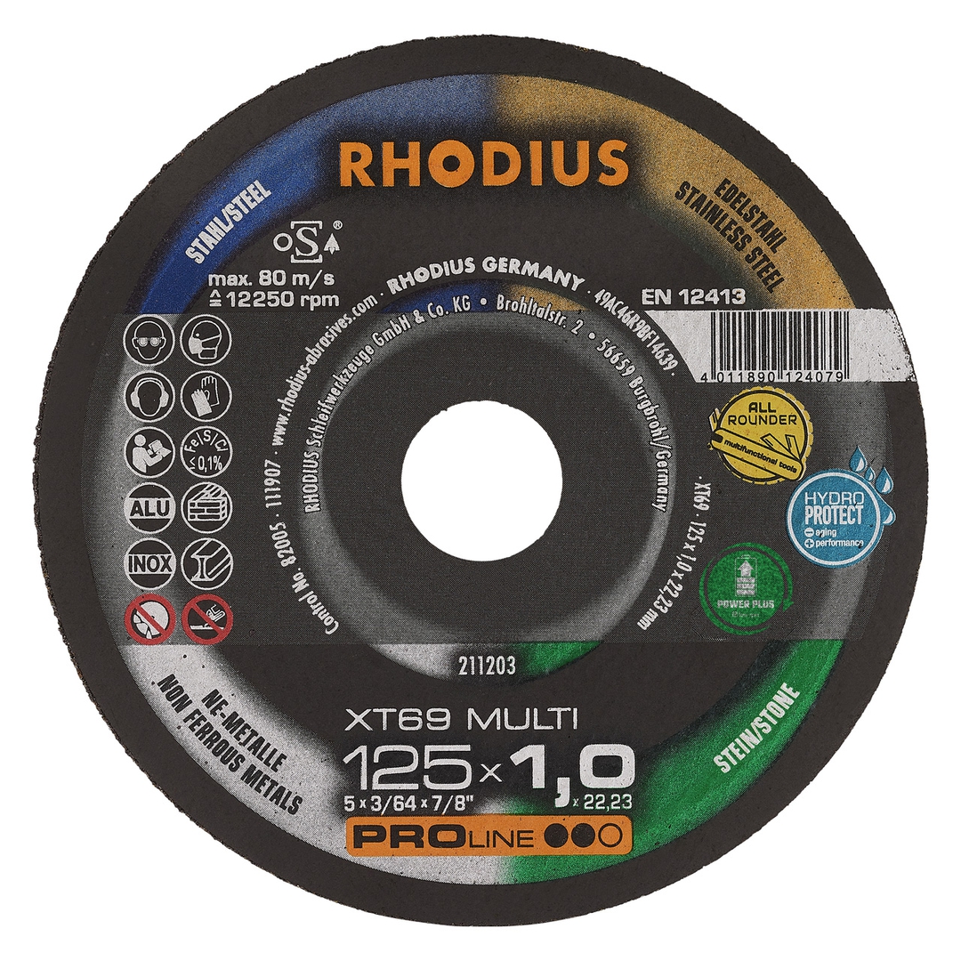 RHODIUS Trennscheibe XT69 Multi 125x1,0x22,23