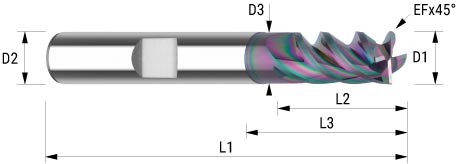 WEMAG VHM-Fräser TAC ALU 3,0/EF0,1 D2=6HA L2=6 L1=57 L3=10 D3=2,9 Z=4