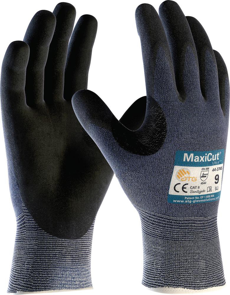 ATG Schnittschutz-Handsch. MaxiCut Ultra Gr. 9 Nitril blau/schwarz 44-3745