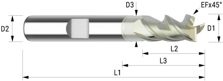 WEMAG VHM-Fräser ZrN ALU 3,0/EF0,1 D2=6HA L2=8 L1=57 Z=3 L3=12 D3=2,8