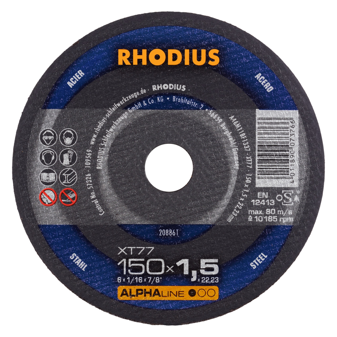 RHODIUS Trennscheibe XT77 ALPHALINE 150x1,5x22,23 mm ger., 208861, VE=25 St.