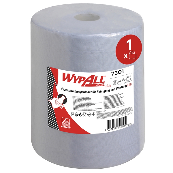 WYPALL Wischtuch L20 7301 2lagig 33x38cm Rolle 500Blatt blau