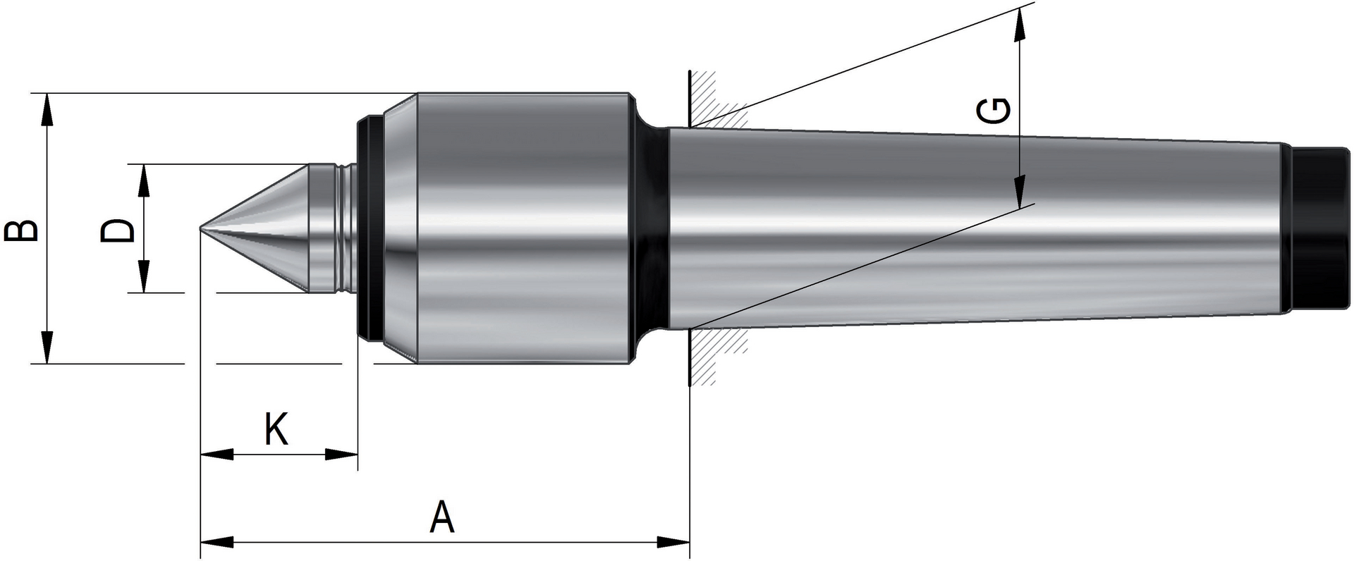 Körnerspitze mitlaufend 600 Gr. 02 MK 2 Röhm