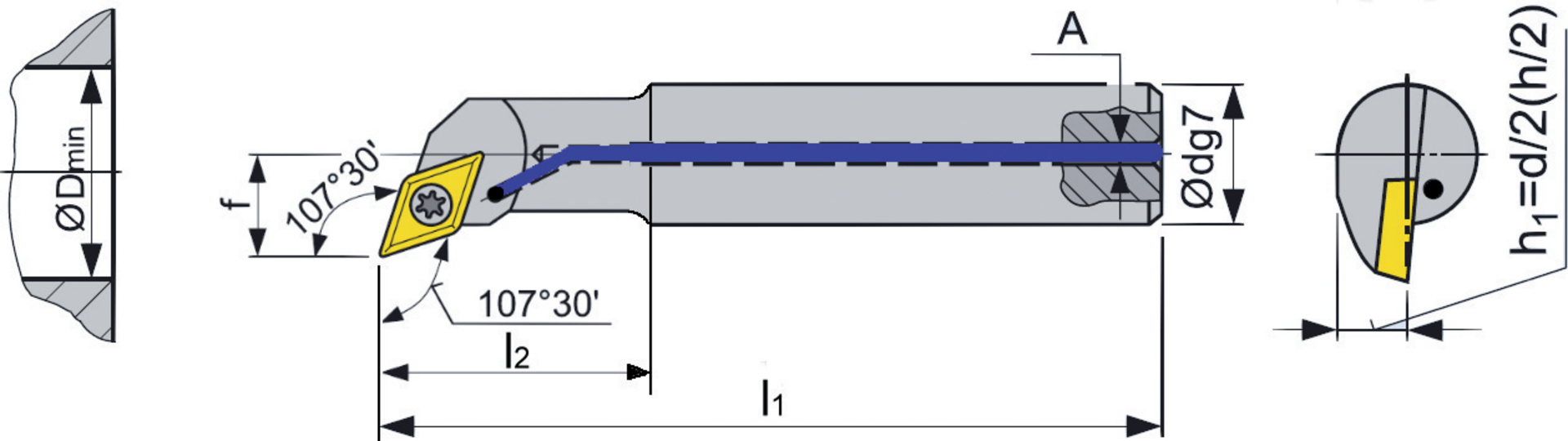 Bohrstangen-Set 107,5G A- SDQCR 07 m. IK.