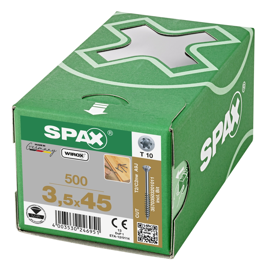 SPAX Dielenschraube Senkkopf Fraesrippen T-STAR+T10 Teilg.CUT WIROX500ST 3,5x55mm