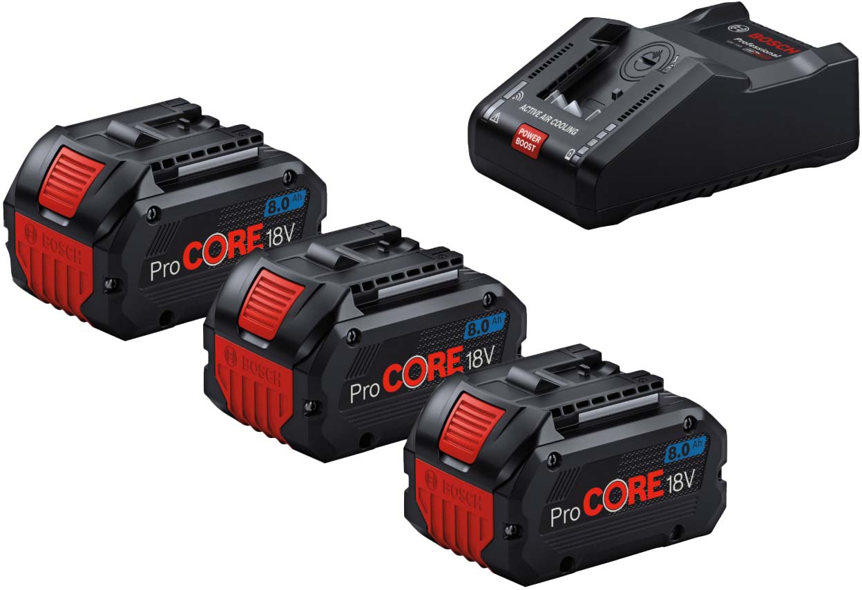 Bosch Akku-Starter-Set 18V 3xProCore 8,0Ah, Ladegerät