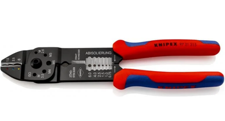 KNIPEX 97 21 215 B Crimpzange mit Mehrko.-Hülle schwarz lackiert 230 mm