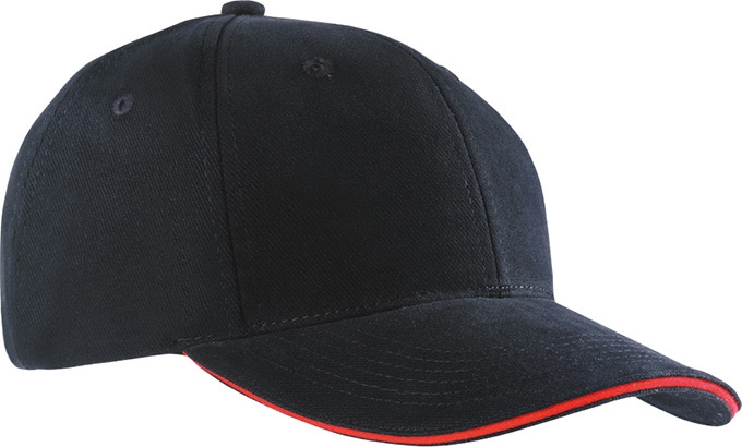 mb 6 Panel Sandwich Cap MB024 100%BW, black/red, Größe one size